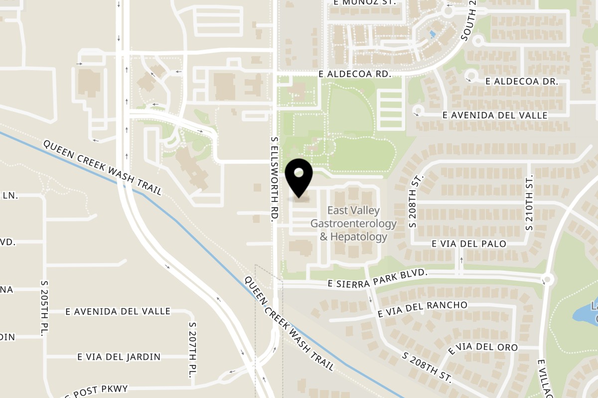 Map showing the location of Serrano's Mexican Food Restaurants Queen Creek on 22703 S Ellsworth Rd in Queen Creek